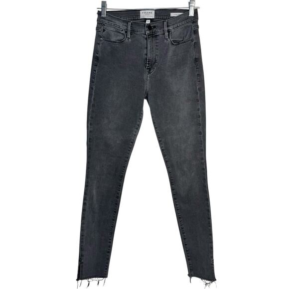 FRAME Le High Skinny Raw Hem Jeans in Dartmouth Wash Size 27 - Picture 1 of 8